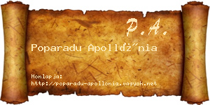 Poparadu Apollónia névjegykártya